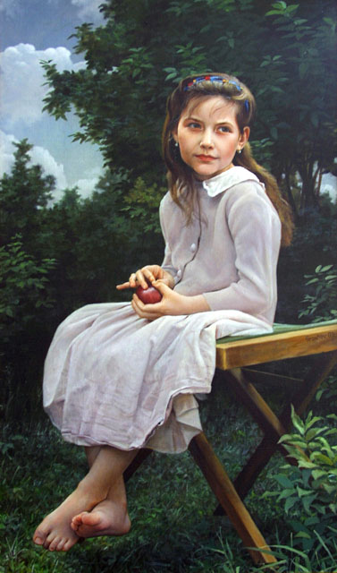 لـوحــــات للفنان الروسي  Slava Groshev  Girl-with-red-apple