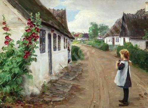Summer Idyll In A Village With A Girl On The Road
