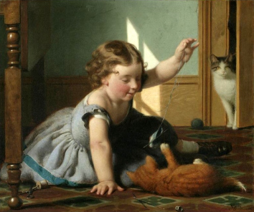 Girl And Kitten