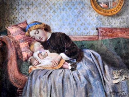 A Young Woman Resting With Her Child.bmp