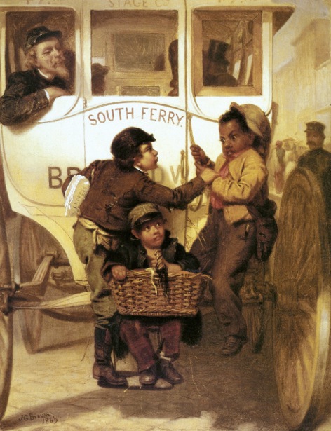 A Newspaper Boy Hitching A Ride - Colored People Not Allowed On This Line